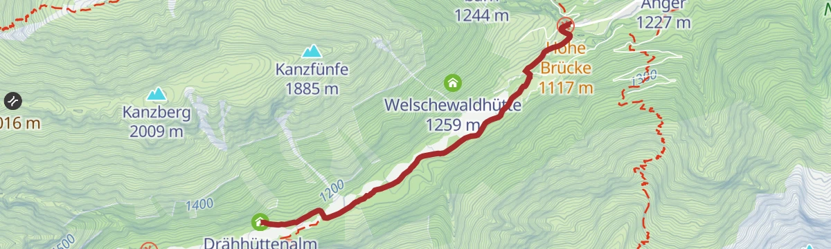 Route map: Hinterhornbach - Am Hornbach entlang